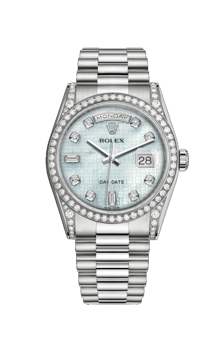 Day-Date 36 118389 White Gold & Diamonds Watch (Platinum Mother-of-Pearl with Oxford Motif Set with Diamonds)