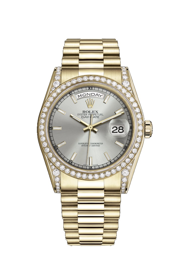 Day-Date 36 118388 Gold & Diamonds Watch (Silver)