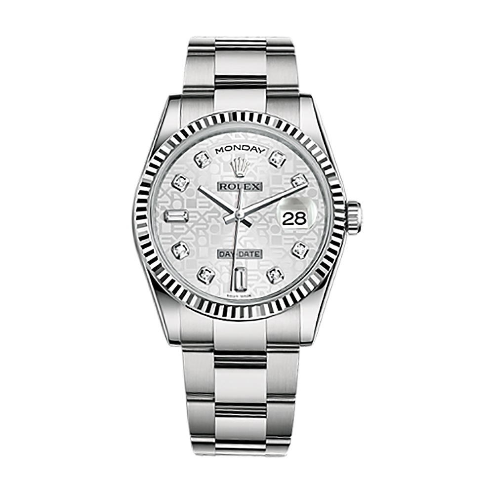 Day-Date 36 118239 White Gold Watch (Silver Jubilee Design Set with Diamonds) - Click Image to Close