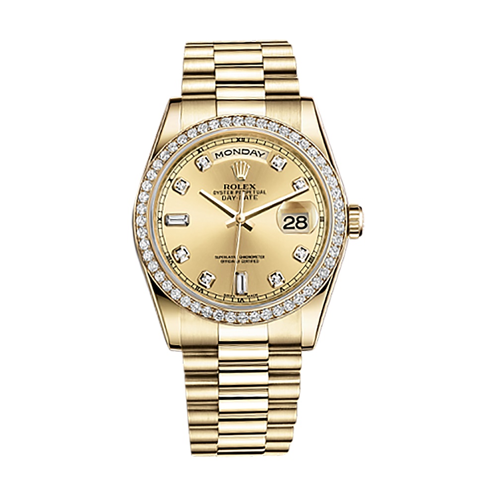 Day-Date 36 118348 Gold Watch (Champagne Set with Diamonds)