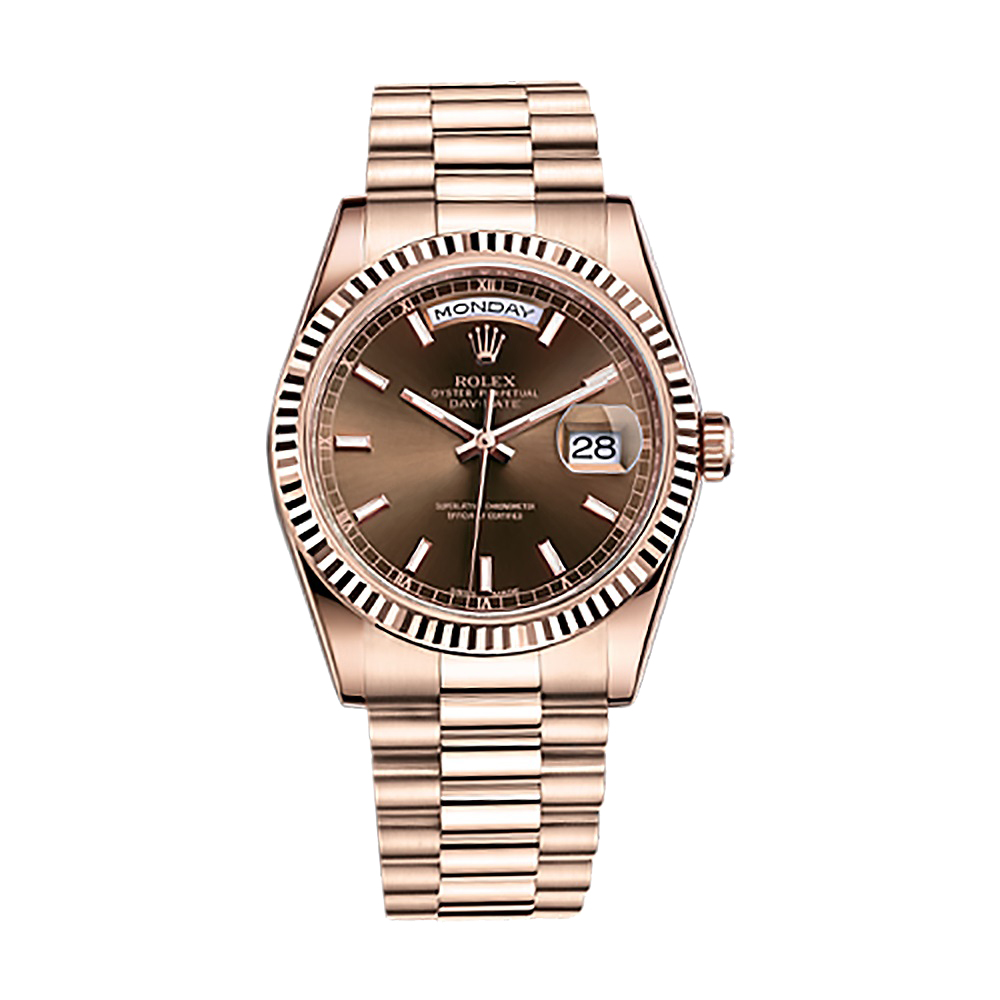 Day-Date 36 118235 Rose Gold Watch (Chocolate)