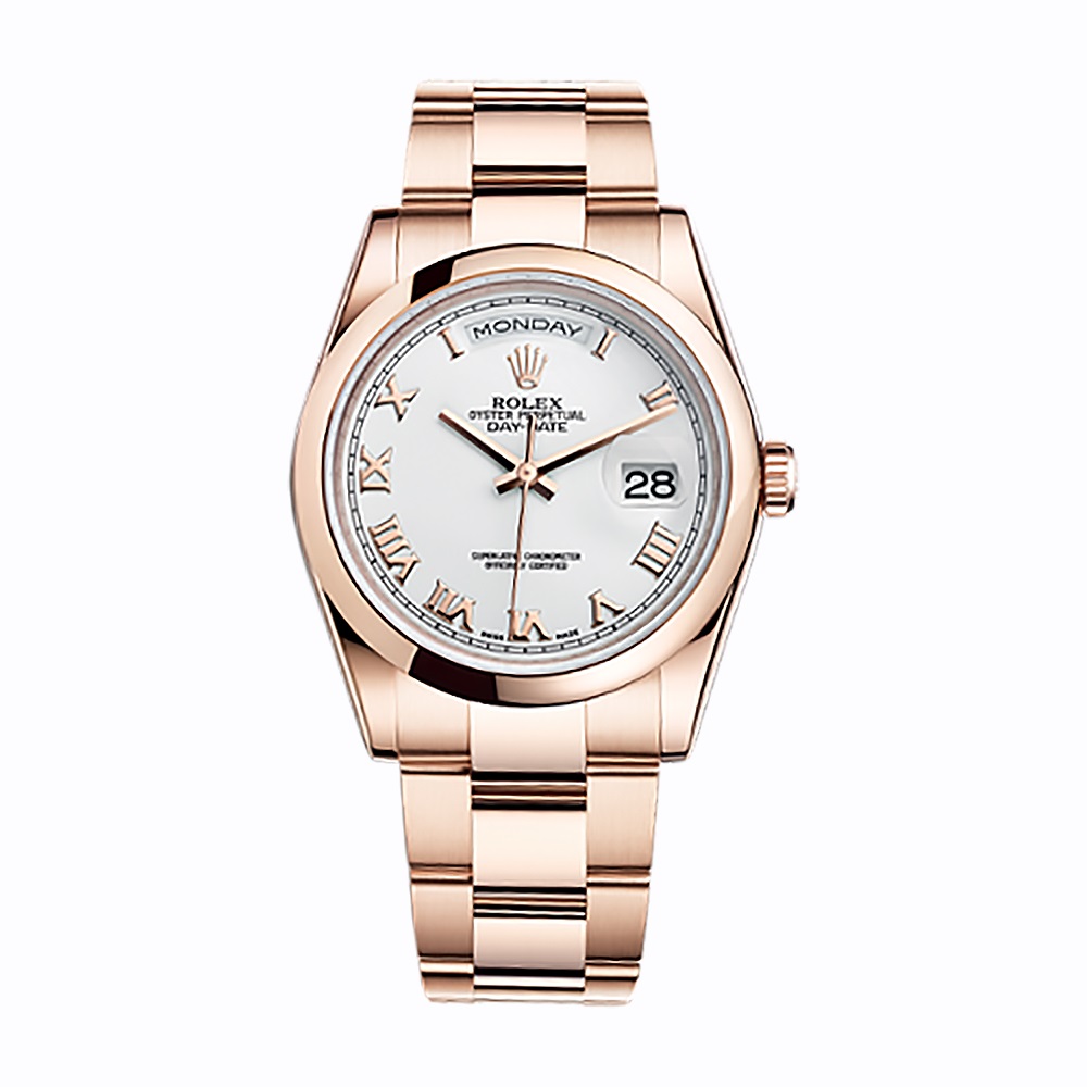 Day-Date 36 118205 Rose Gold Watch (White)