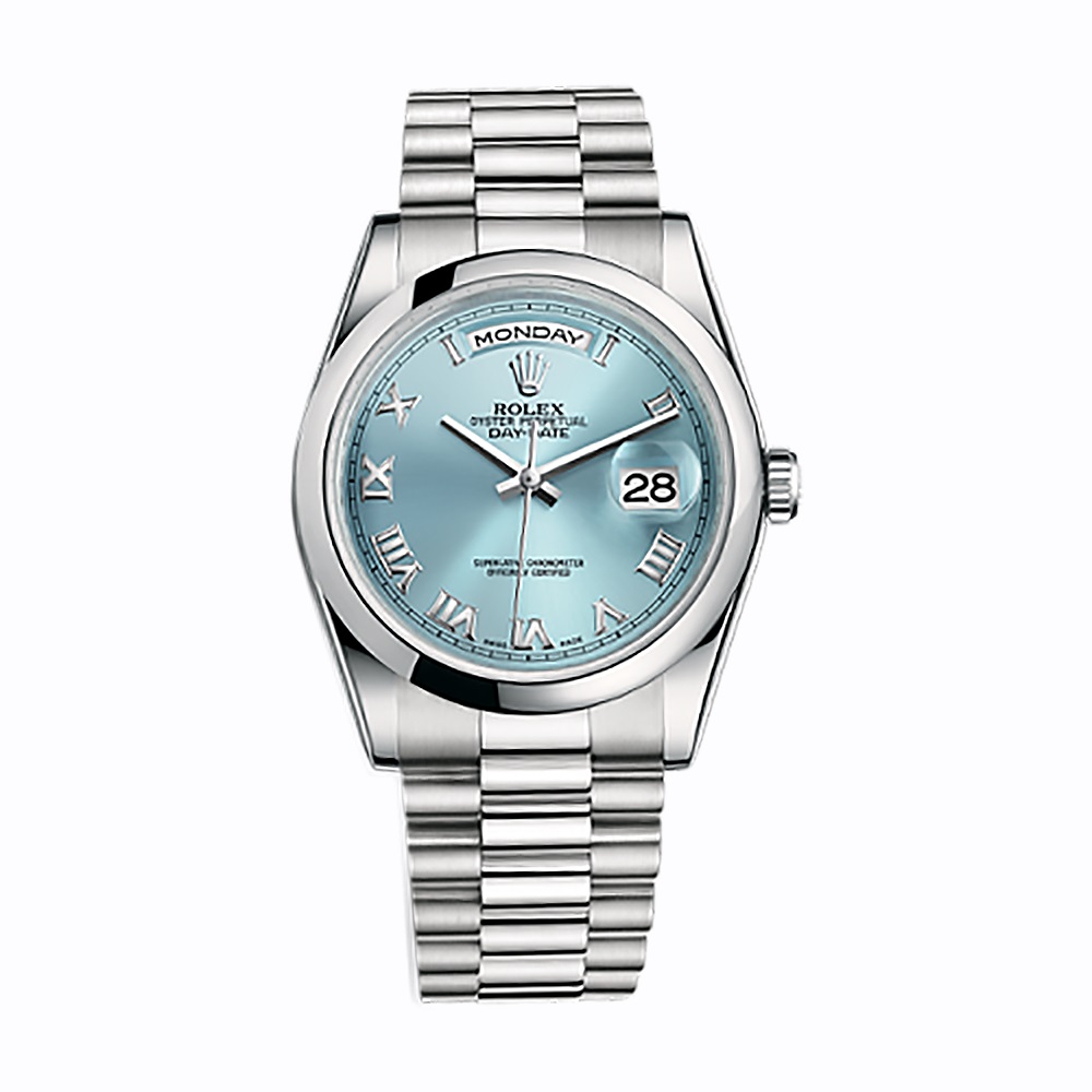 Day-Date 36 118206 Platinum Watch (Ice Blue) - Click Image to Close