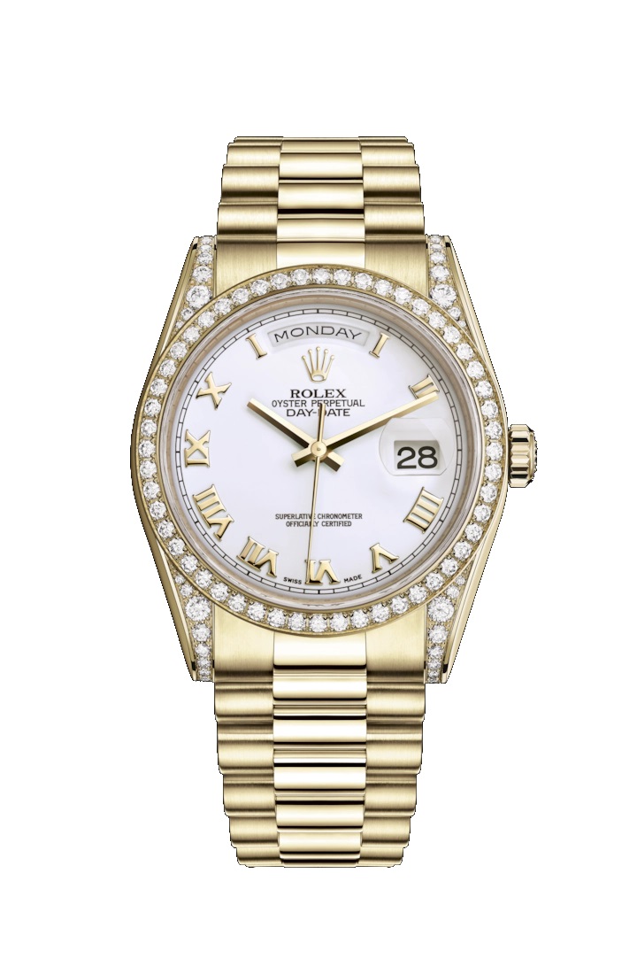 Day-Date 36 118388 Gold & Diamonds Watch (White)