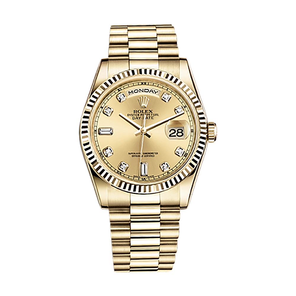 Day-Date 36 118238 Gold Watch (Champagne Set with Diamonds) - Click Image to Close