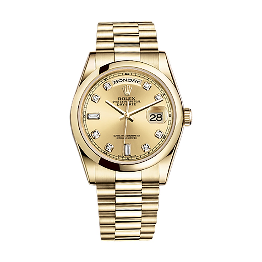 Day-Date 36 118208 Gold Watch (Champagne Set with Diamonds)