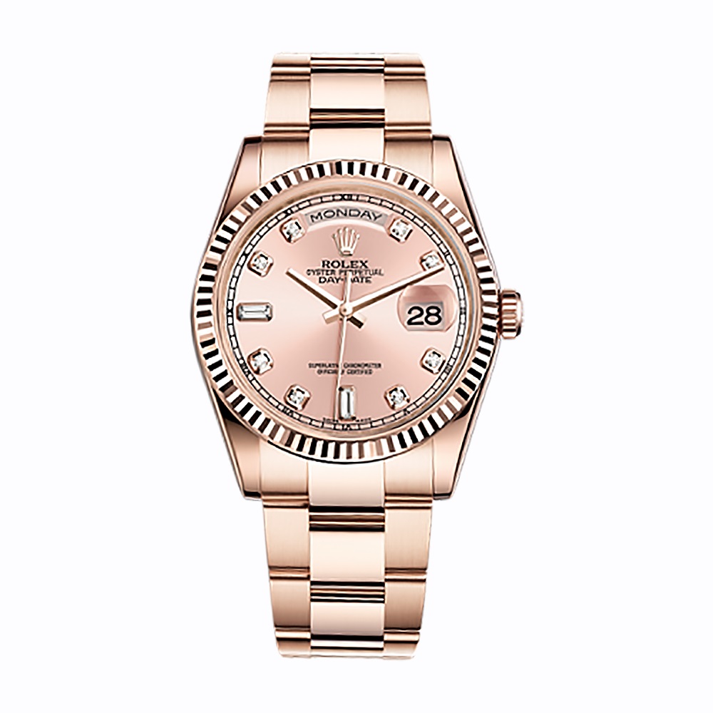 Day-Date 36 118235 Rose Gold Watch (Pink Set with Diamonds)