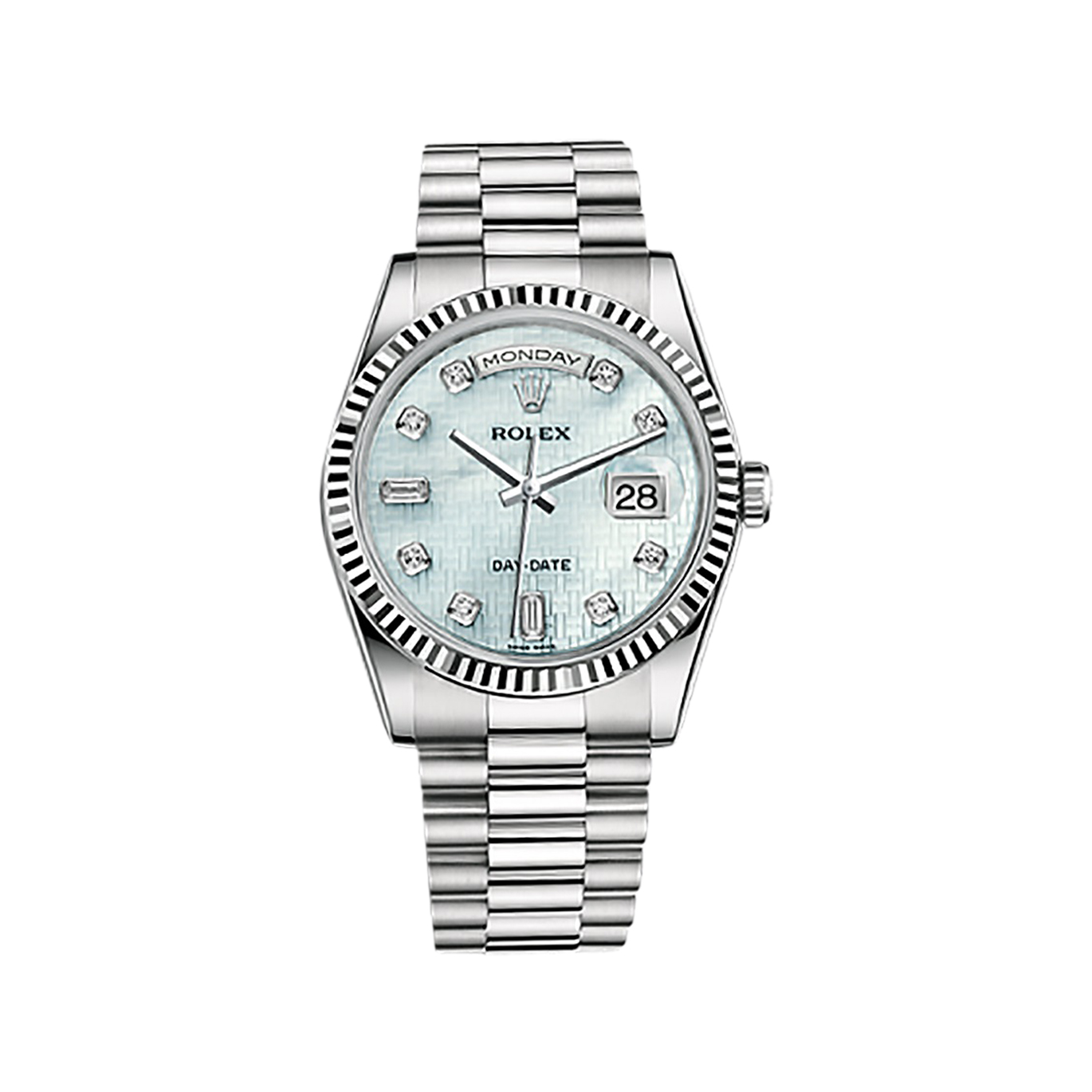 Day-Date 36 118239 White GoldWatch (Platinum Mother-of-Pearl with Oxford Motif Set with Diamonds)