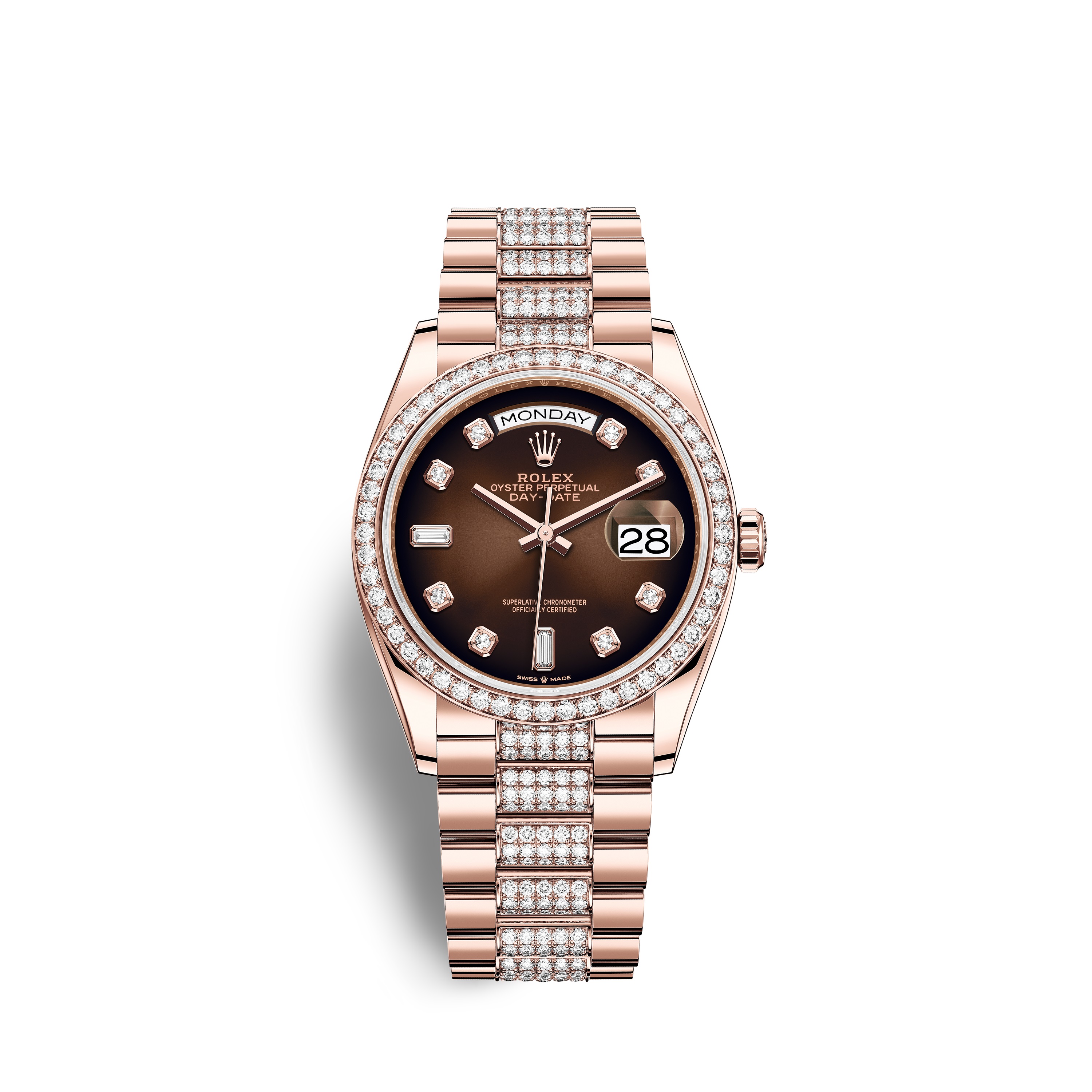 Day-Date 36 128345RBR Rose Gold & Diamonds Watch (Brown Ombre? Set with Diamonds)