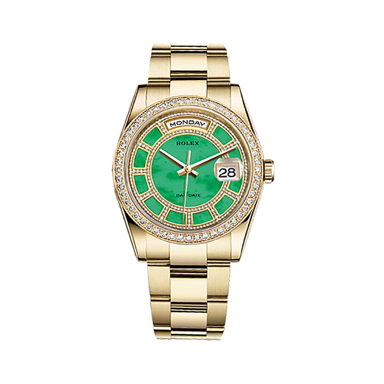 Day-Date 36 118348 Gold & Diamonds Watch (Carousel of Green Jade)
