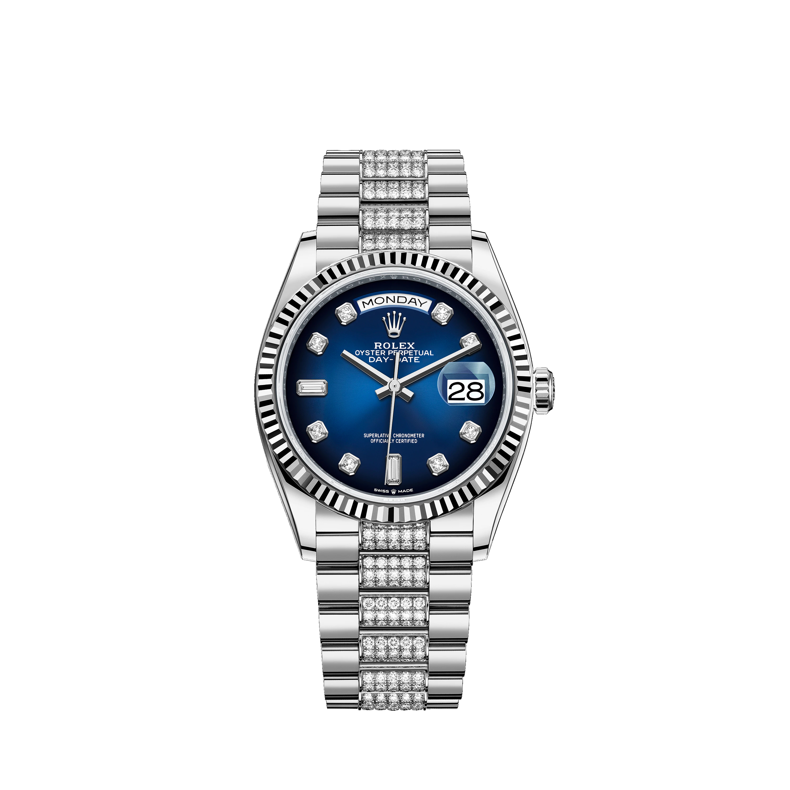 Day-Date 36 128239 White Gold Watch (Blue Ombre? Set with Diamonds)