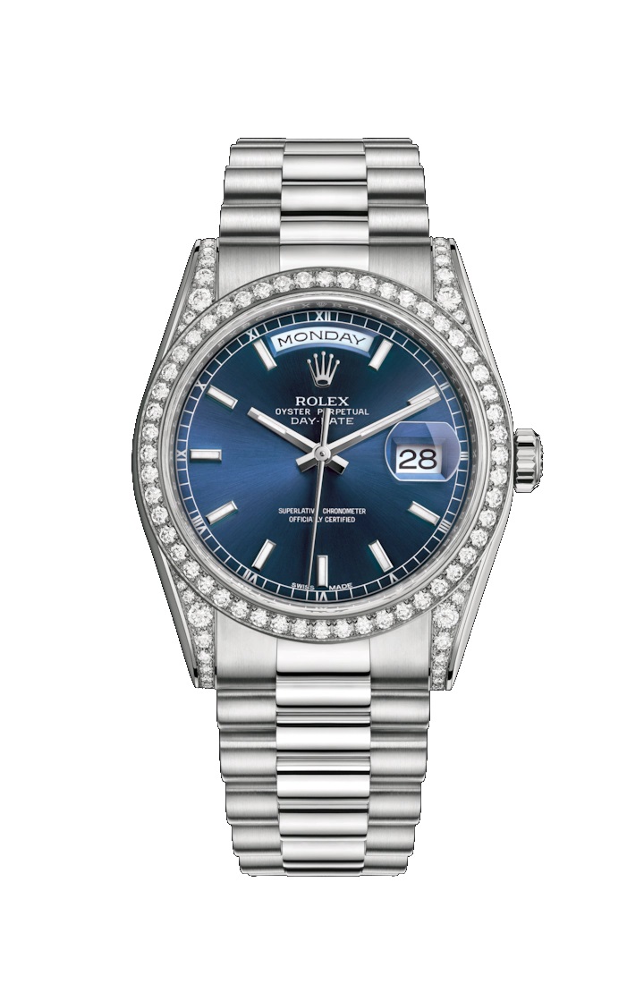 Day-Date 36 118389 White Gold & Diamonds Watch (Blue)