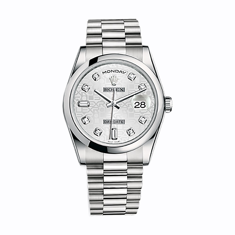 Day-Date 36 118206 Platinum Watch (Silver Jubilee Design Set with Diamonds)