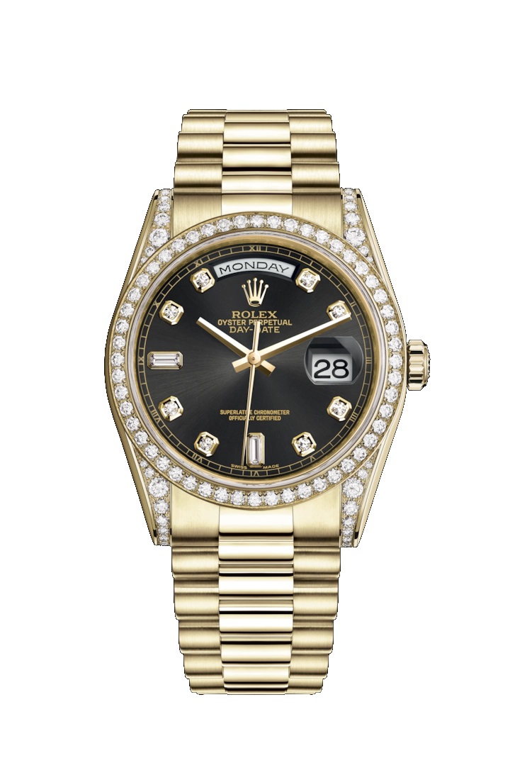Day-Date 36 118388 Gold & Diamonds Watch (Black Set with Diamonds)