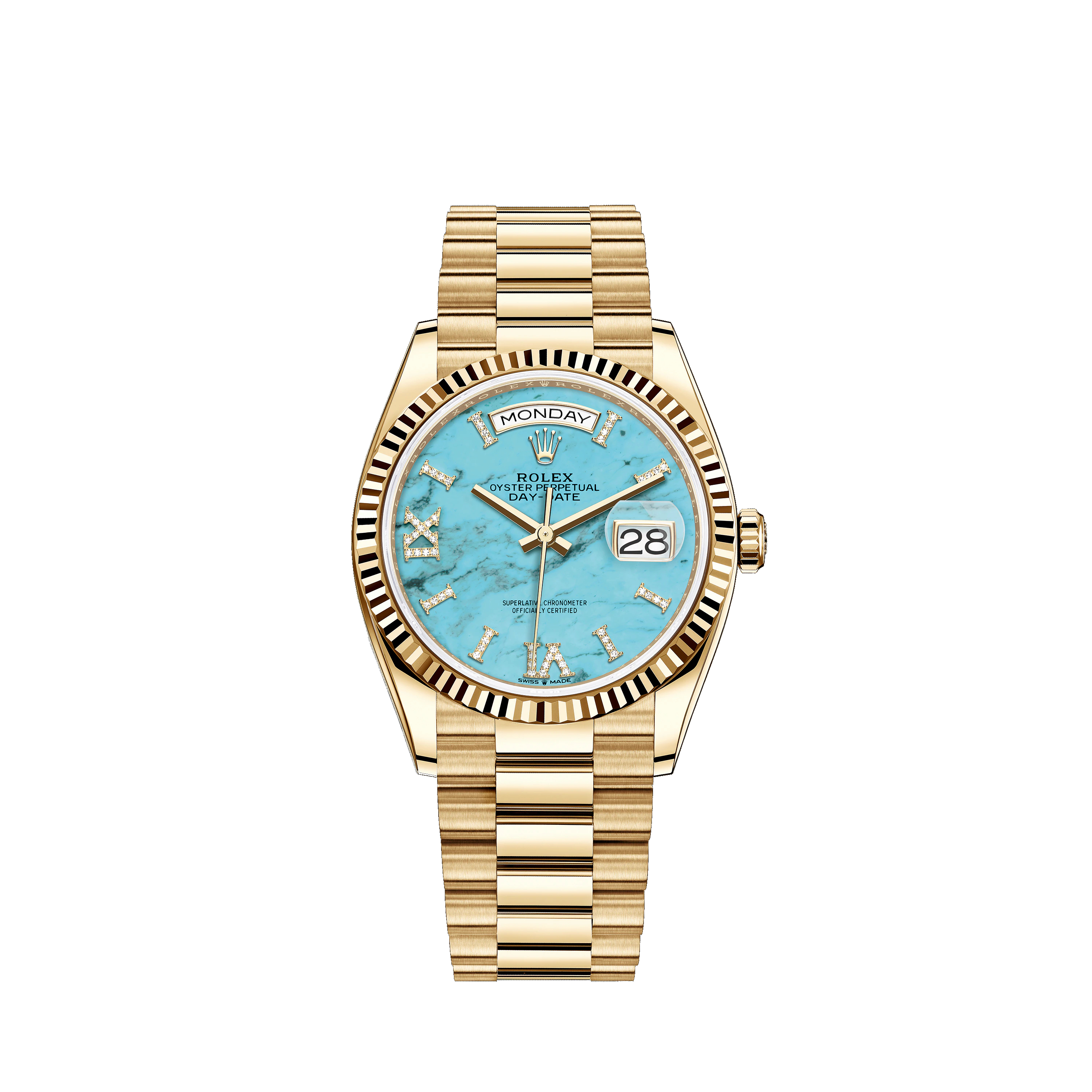Day-Date 36 128238 Gold Watch (Turquoise)