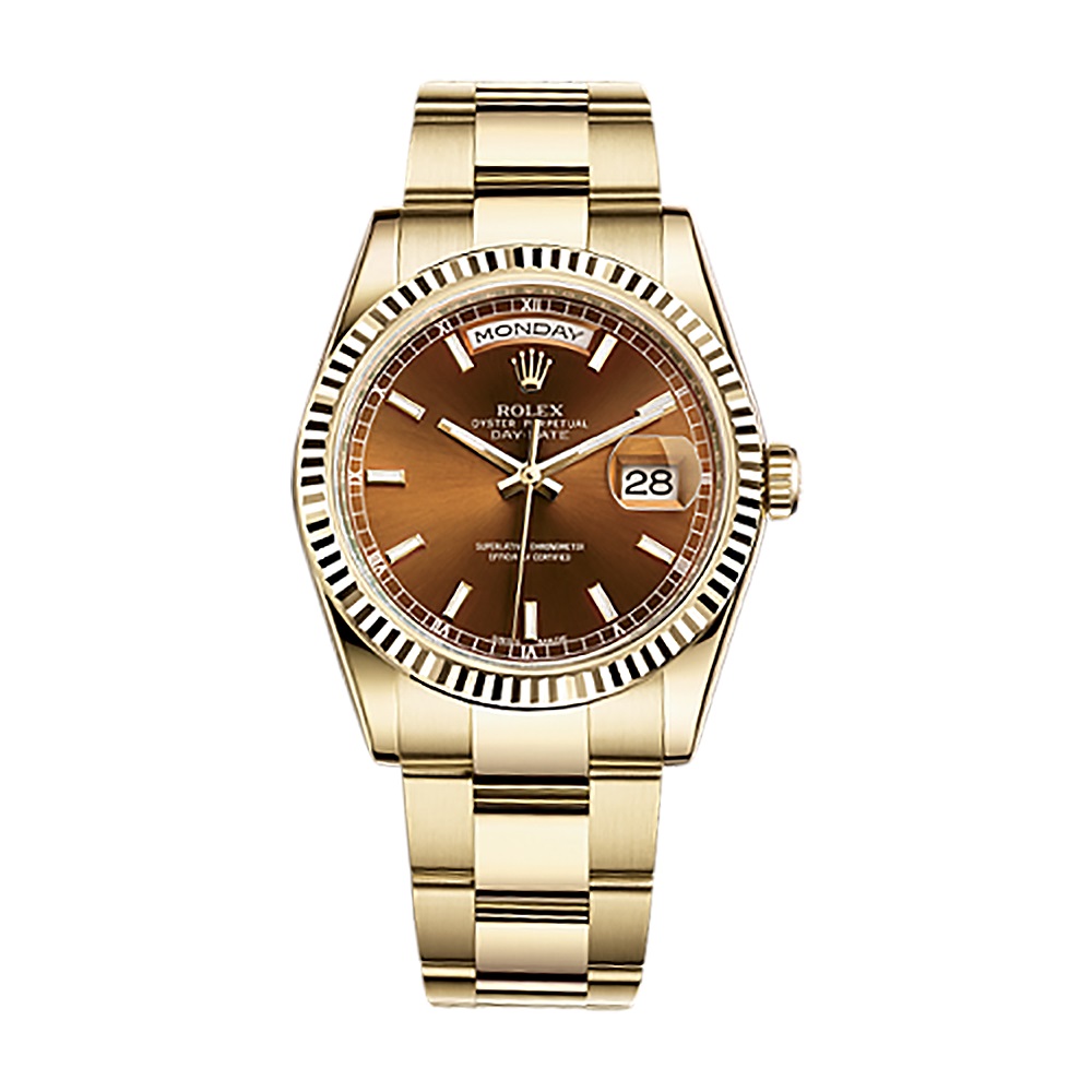 Day-Date 36 118238 Gold Watch (Cognac) - Click Image to Close
