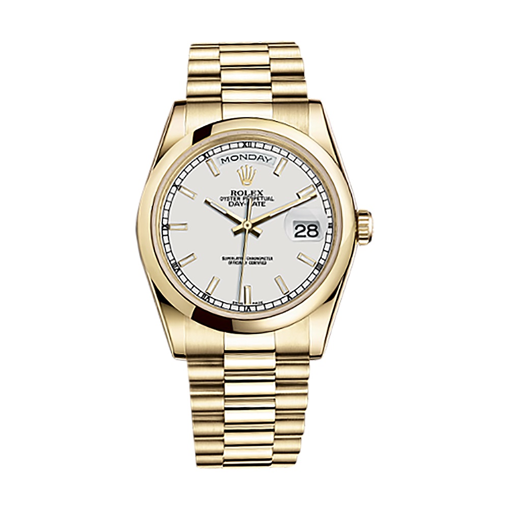 Day-Date 36 118208 Gold Watch (White)