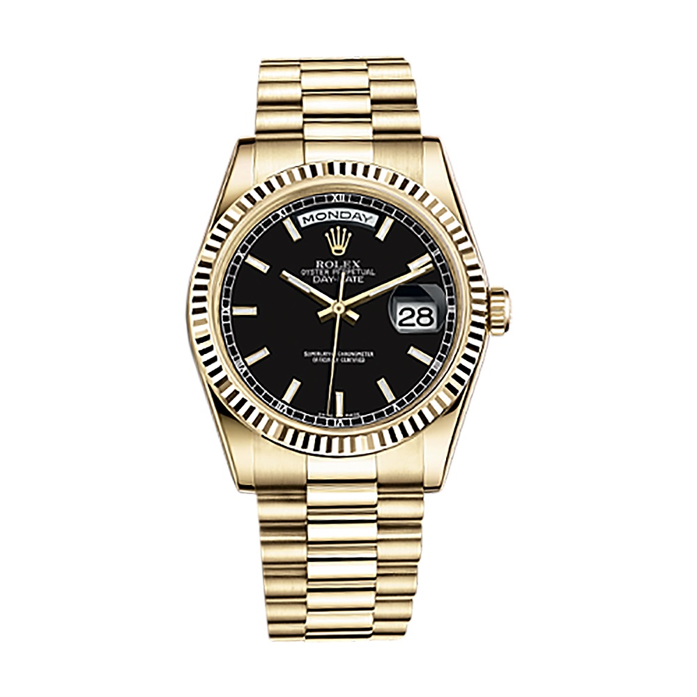Day-Date 36 118238 Gold Watch (Black)