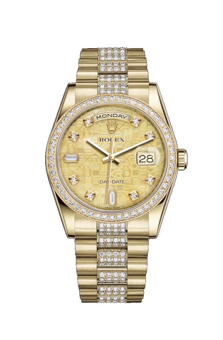 Day-Date 36 118348 Gold & Diamonds Watch (Champagne-Colour Mother-Of-Pearl Jubilee Design Set with Diamonds)