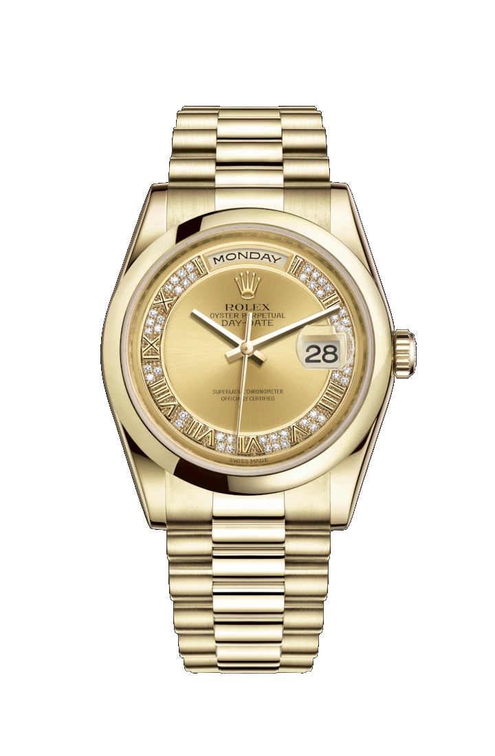 Day-Date 36 118208 Gold Watch (Champagne-Colour Set with Diamonds)