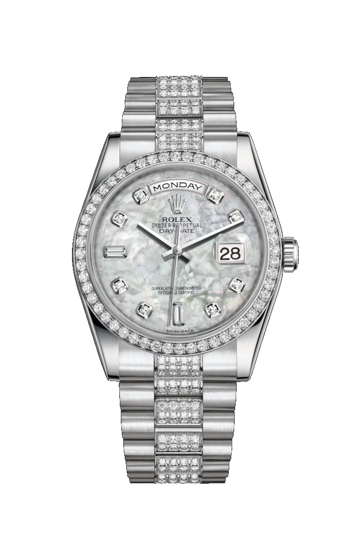 Day-Date 36 118346 Platinum & Diamonds Watch (White Mother-of-Pearl Set with Diamonds)