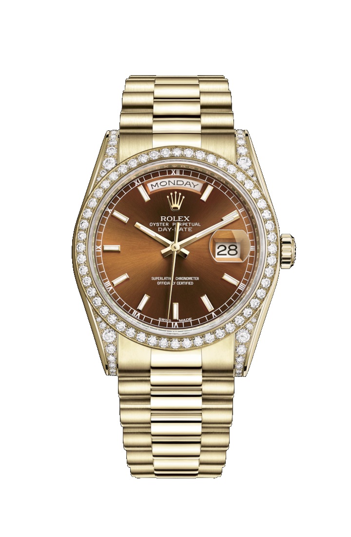 Day-Date 36 118388 Gold & Diamonds Watch (Cognac)