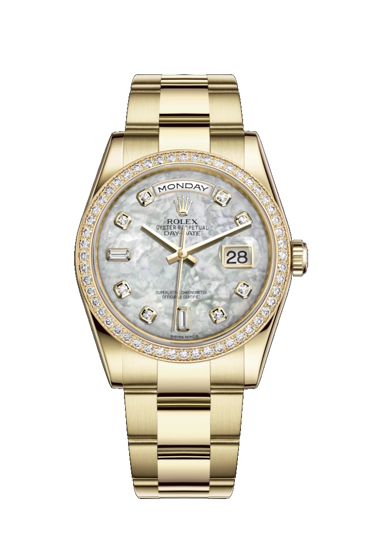 Day-Date 36 118348 Gold Watch (White Mother-Of-Pearl Set with Diamonds)