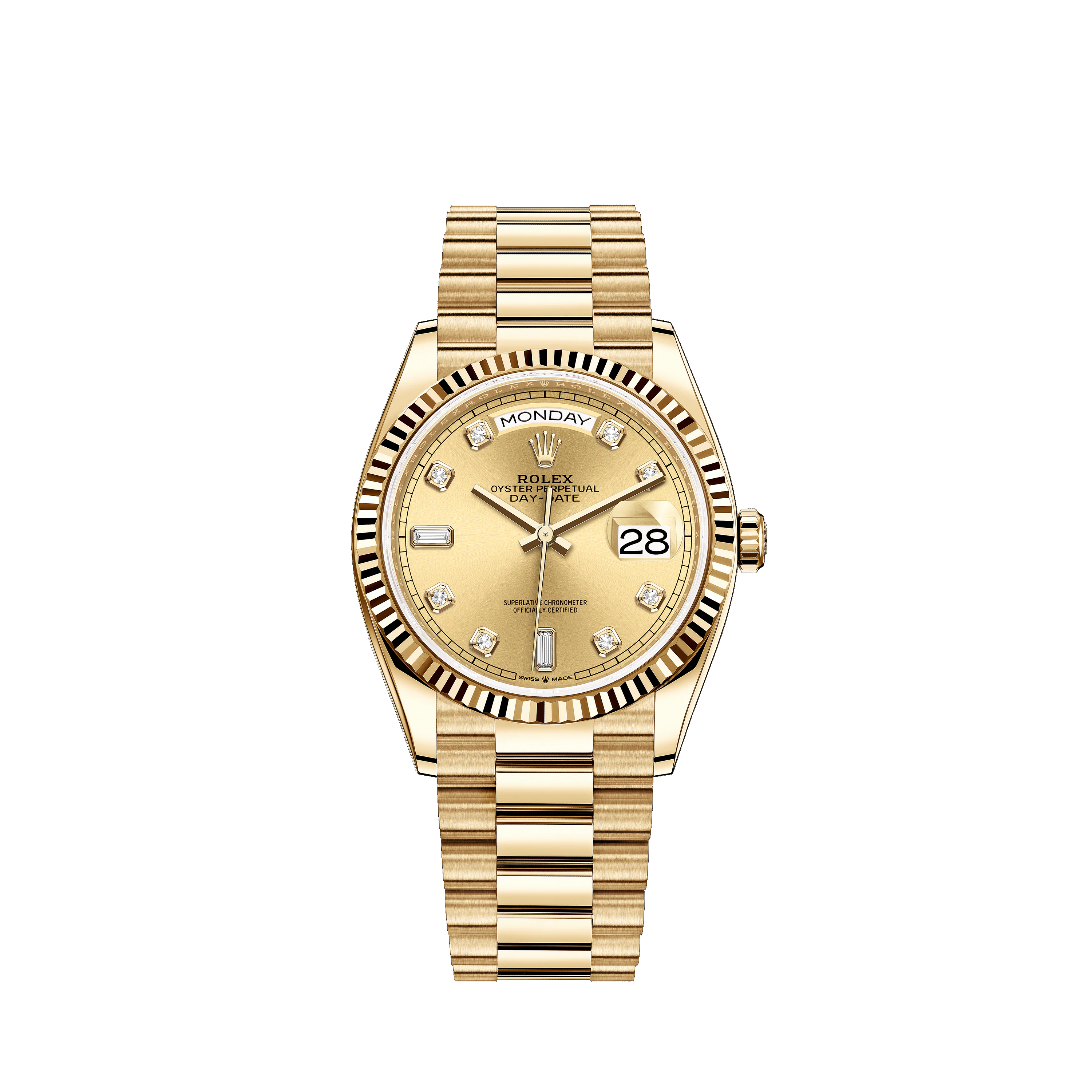 Day-Date 36 128238 Gold Watch (Champagne-Colour Set with Diamonds)