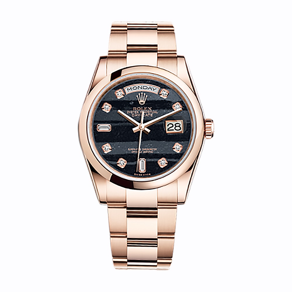 Day-Date 36 118205 Rose Gold Watch (Ferrite Set with Diamonds)