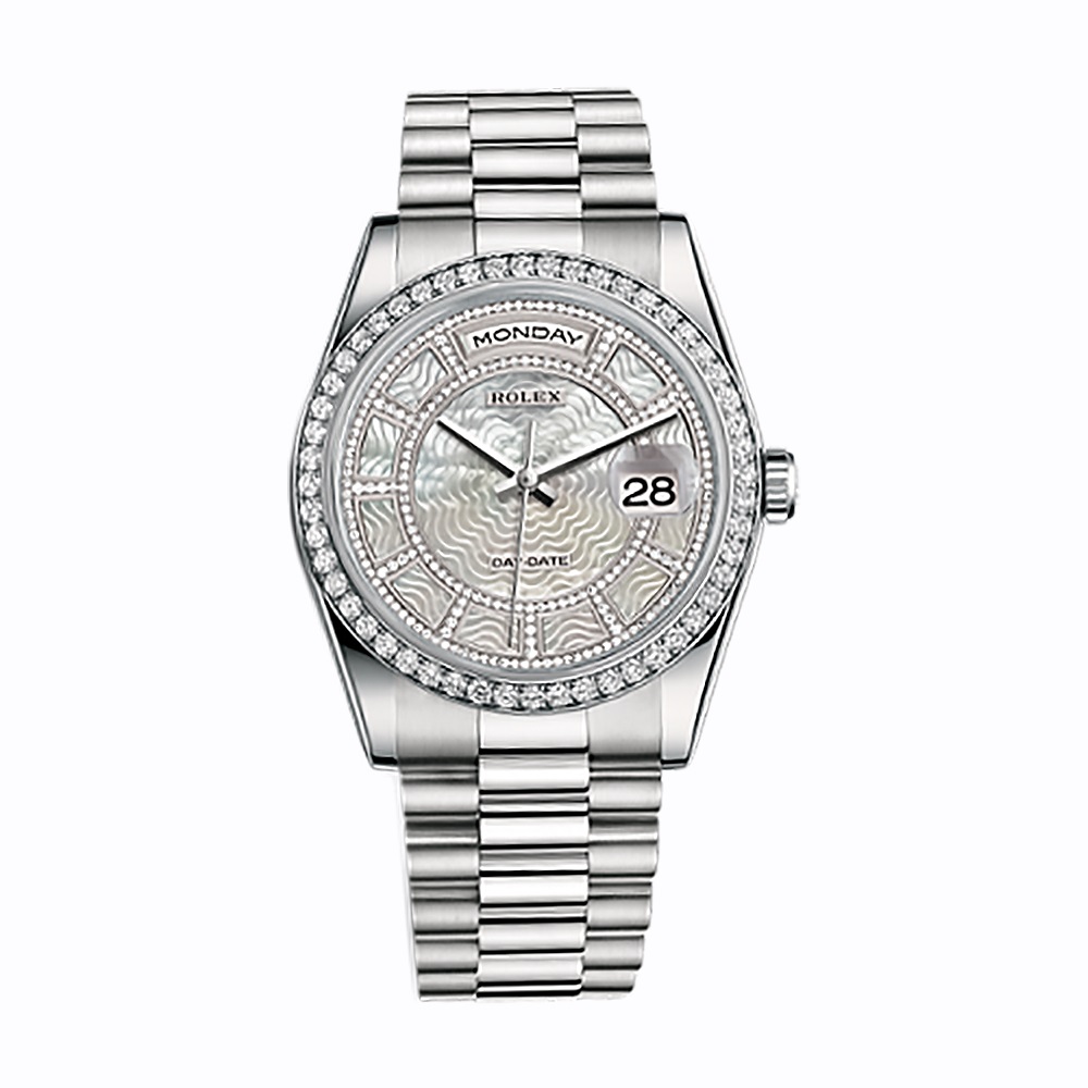 Day-Date 36 118346 Platinum Watch (Carousel of White Mother-of-Pearl)