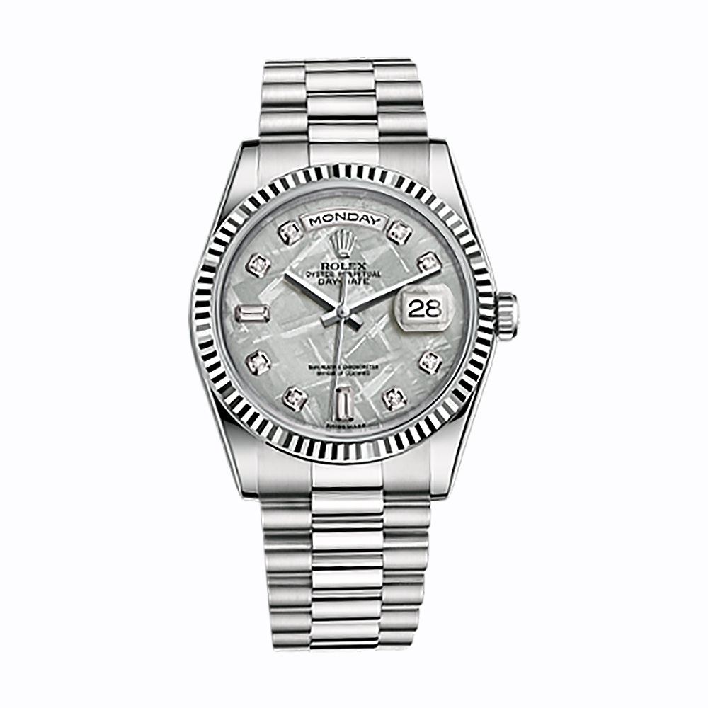 Day-Date 36 118239 White Gold Watch (Meteorite Set with Diamonds)