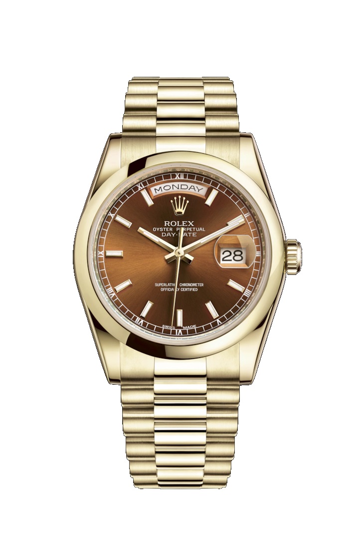 Day-Date 36 118208 Gold Watch (Cognac)