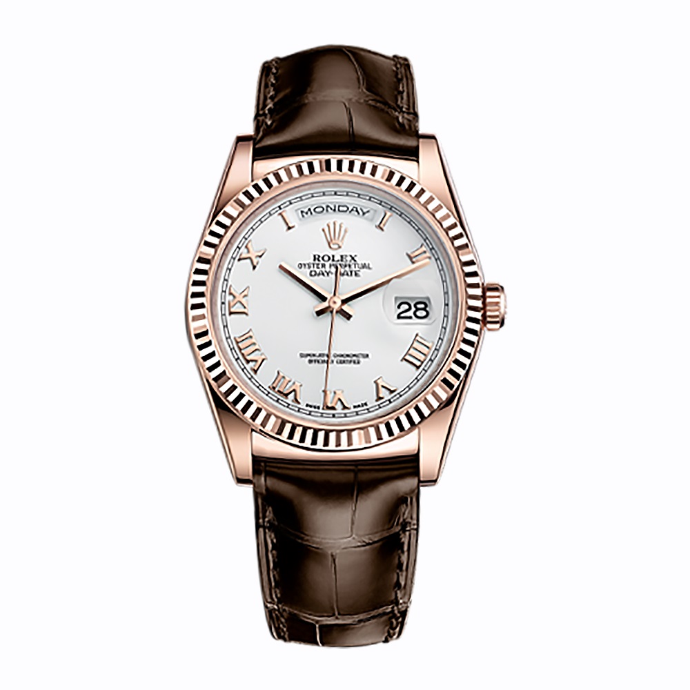 Day-Date 36 118135 Rose Gold Watch (White) - Click Image to Close