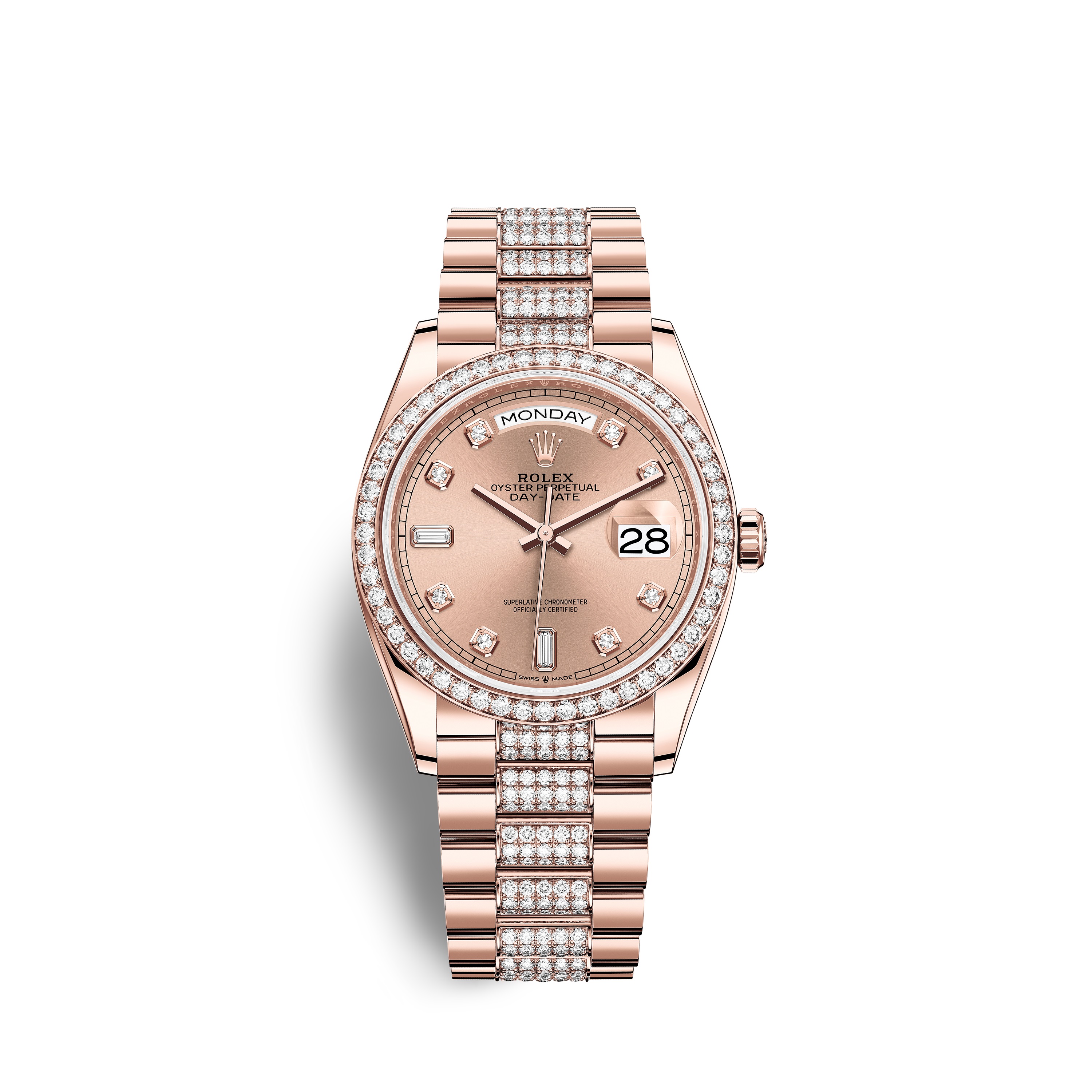 Day-Date 36 128345RBR Rose Gold & Diamonds Watch (Rosé Colour Set with Diamonds)