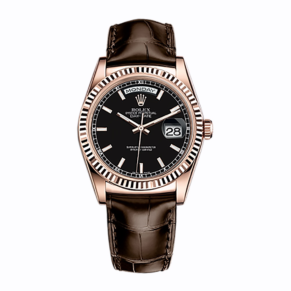 Day-Date 36 118135 Rose Gold Watch (Black)