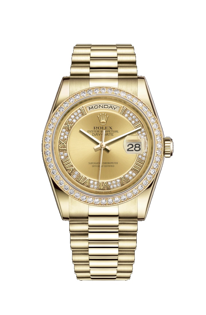Day-Date 36 118348 Gold Watch (Champagne-Colour Set with Diamonds)