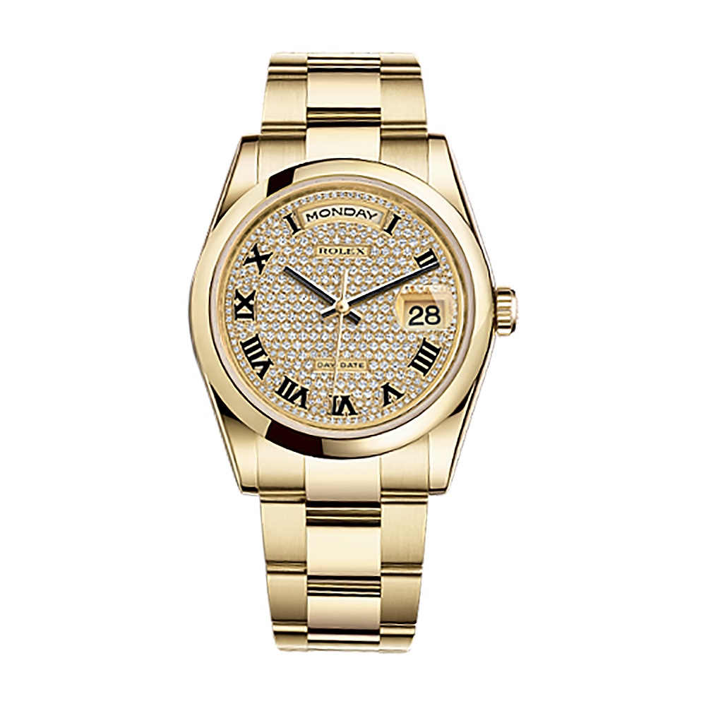 Day-Date 36 118208 Gold Watch (Diamond-Paved)
