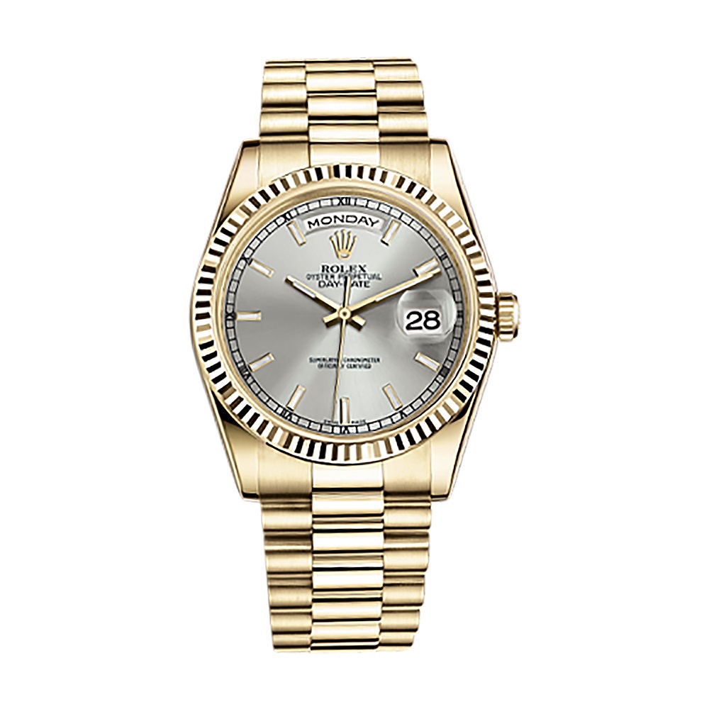 Day-Date 36 118238 Gold Watch (Silver)