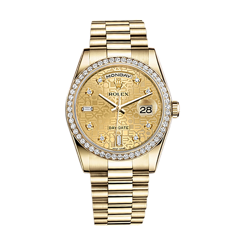 Day-Date 36 118348 Gold Watch (Champagne Jubilee Design Set with Diamonds)
