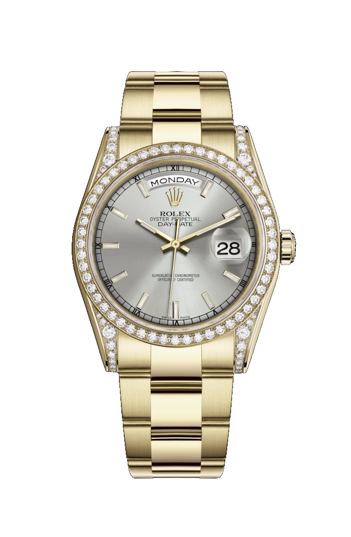 Day-Date 36 118388 Gold & Diamonds Watch (Silver)