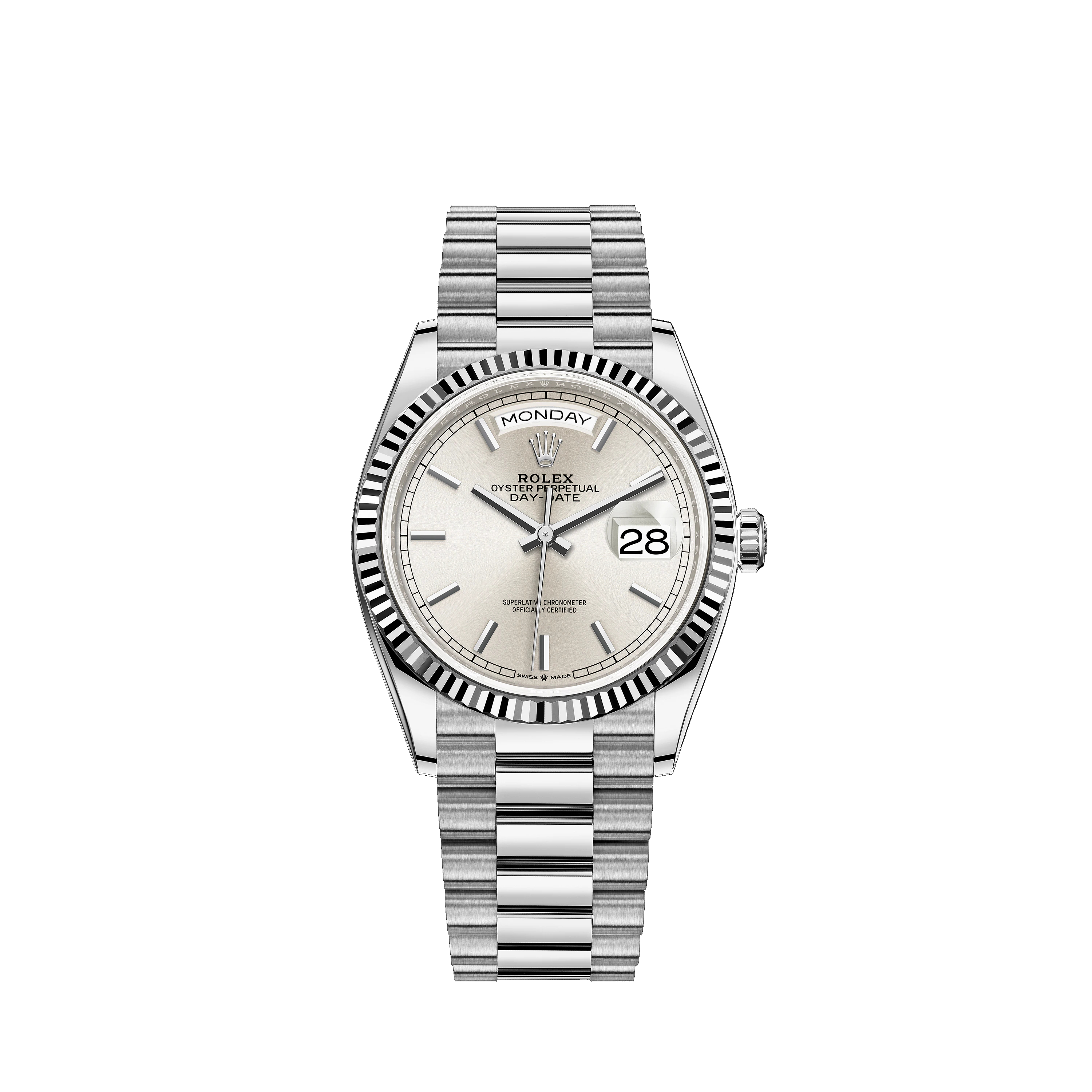 Day-Date 36 128239 White Gold Watch (Silver)