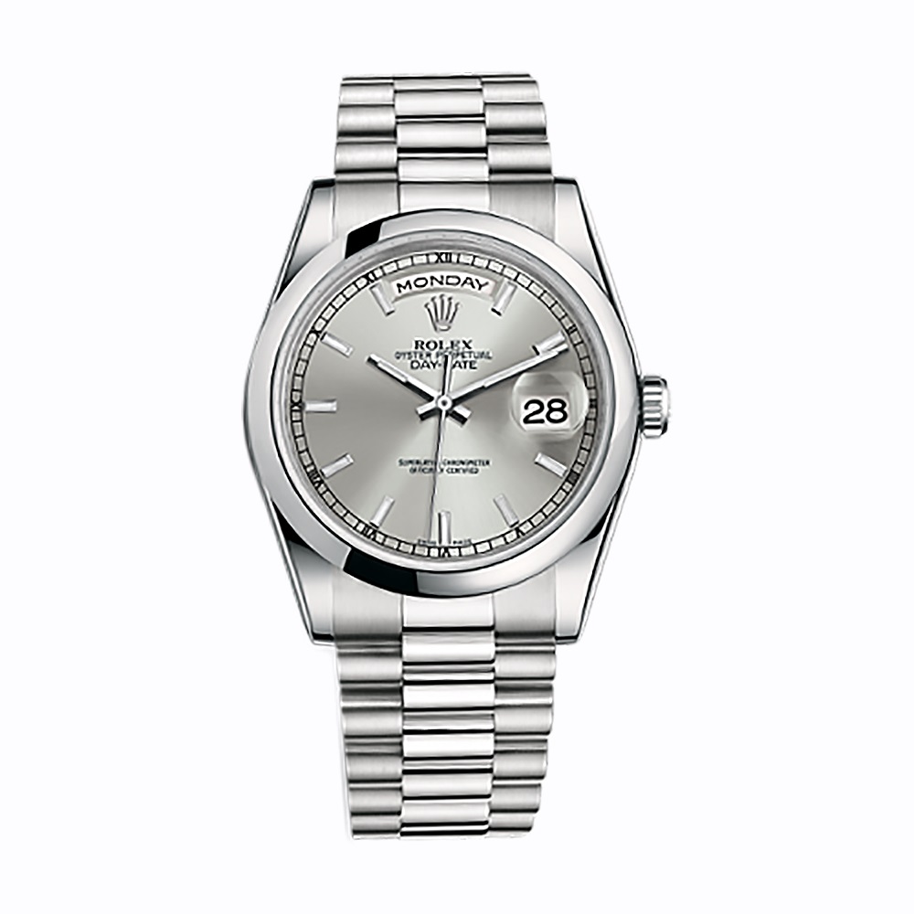 Day-Date 36 118206 Platinum Watch (Silver)