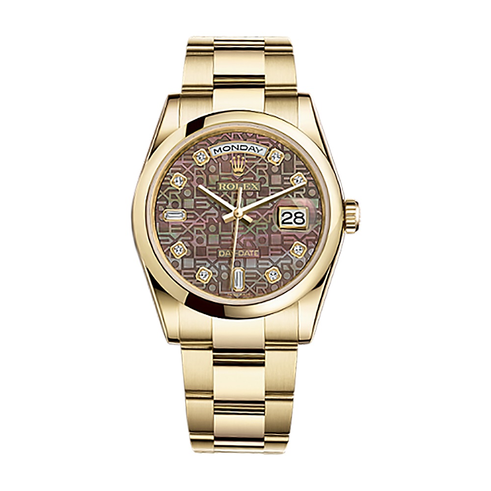 Day-Date 36 118208 Gold Watch (Black Mother-of-Pearl Jubilee Design Set with Diamonds)