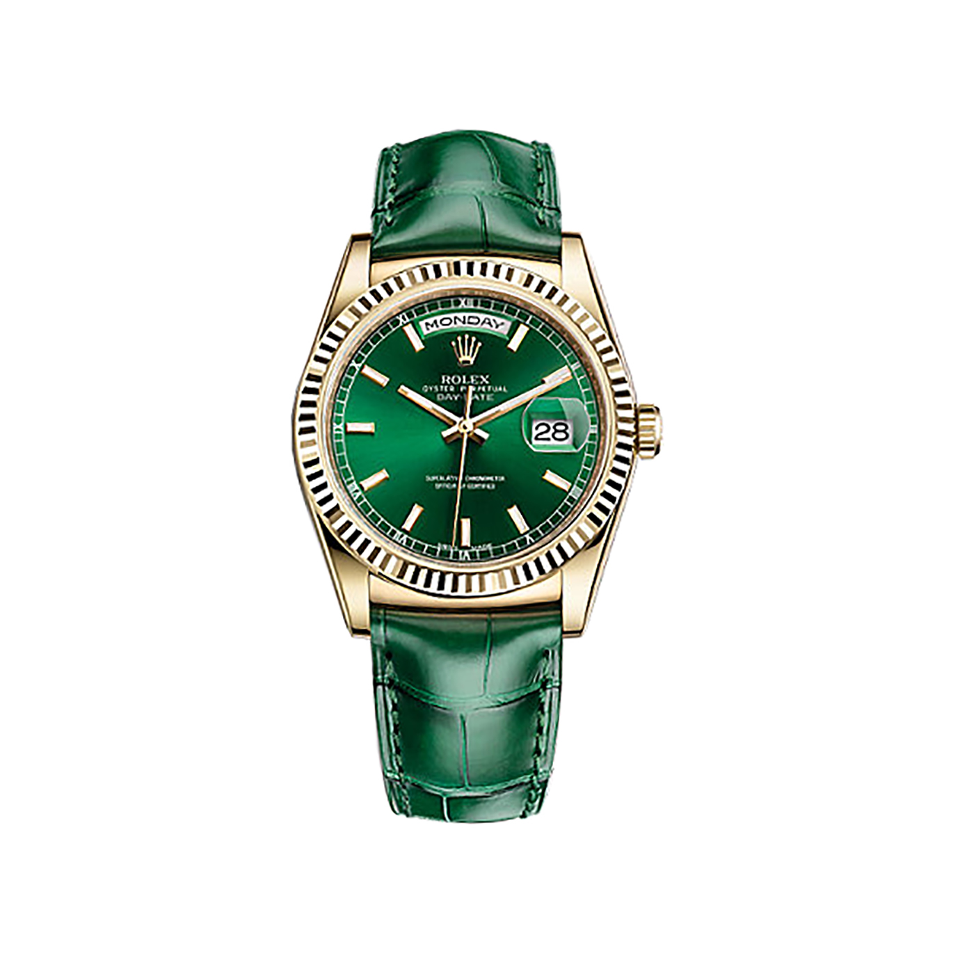 Day-Date 36 118138 Gold Watch (Green)