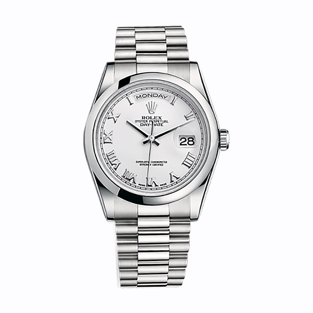Day-Date 36 118206 Platinum Watch (White)
