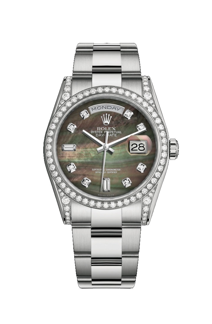 Day-Date 36 118389 White Gold & Diamonds Watch (Black Mother-of-Pearl Set with Diamonds)