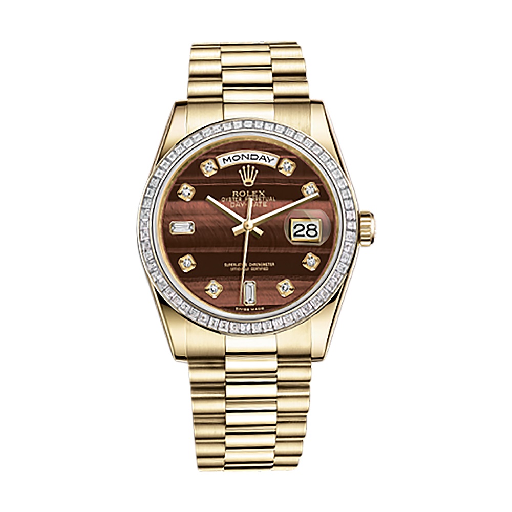 Day-Date 36 118398BR Gold Watch (Bull'S Eye Set with Diamonds)