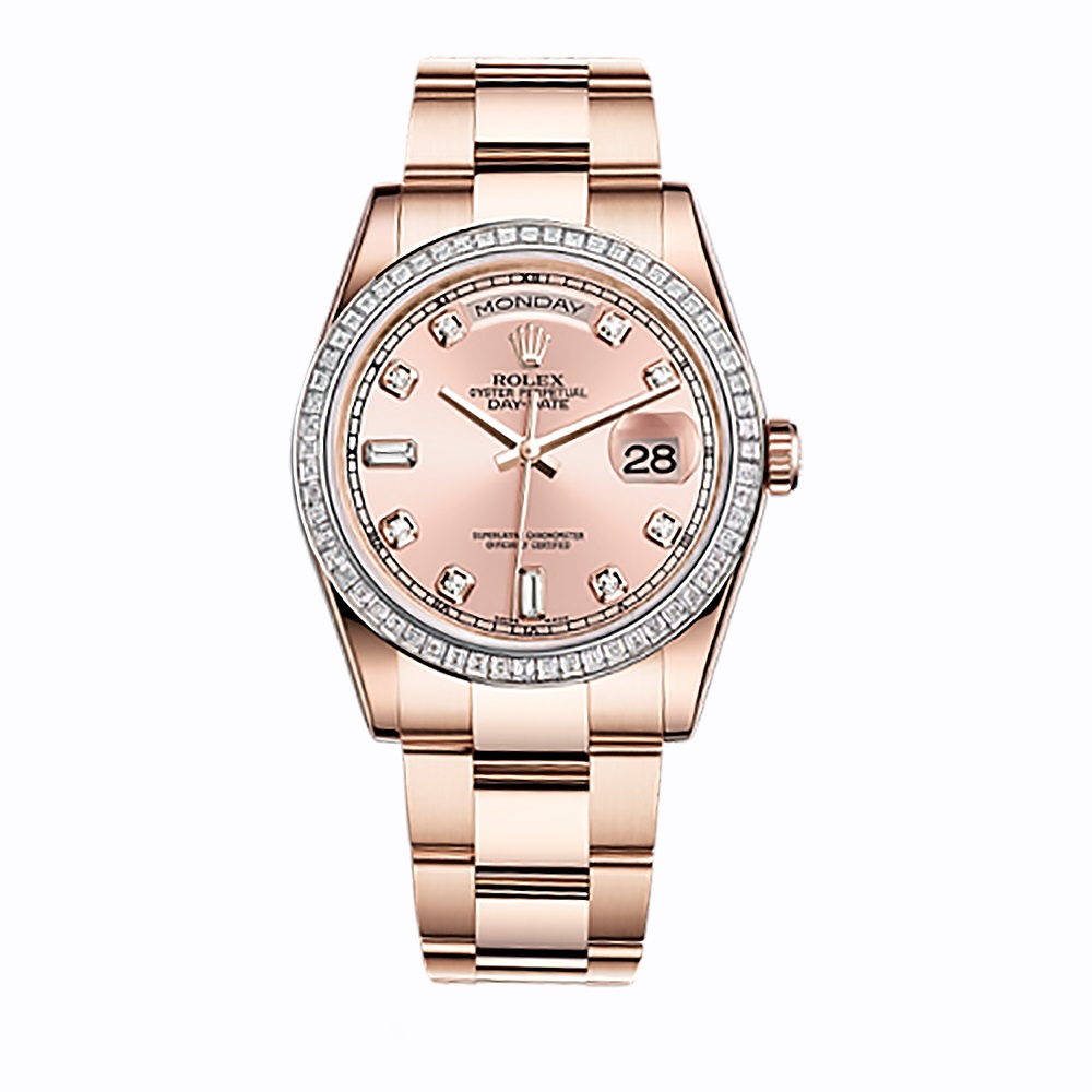 Day-Date 36 118395BR Rose Gold Watch (Pink Set with Diamonds)