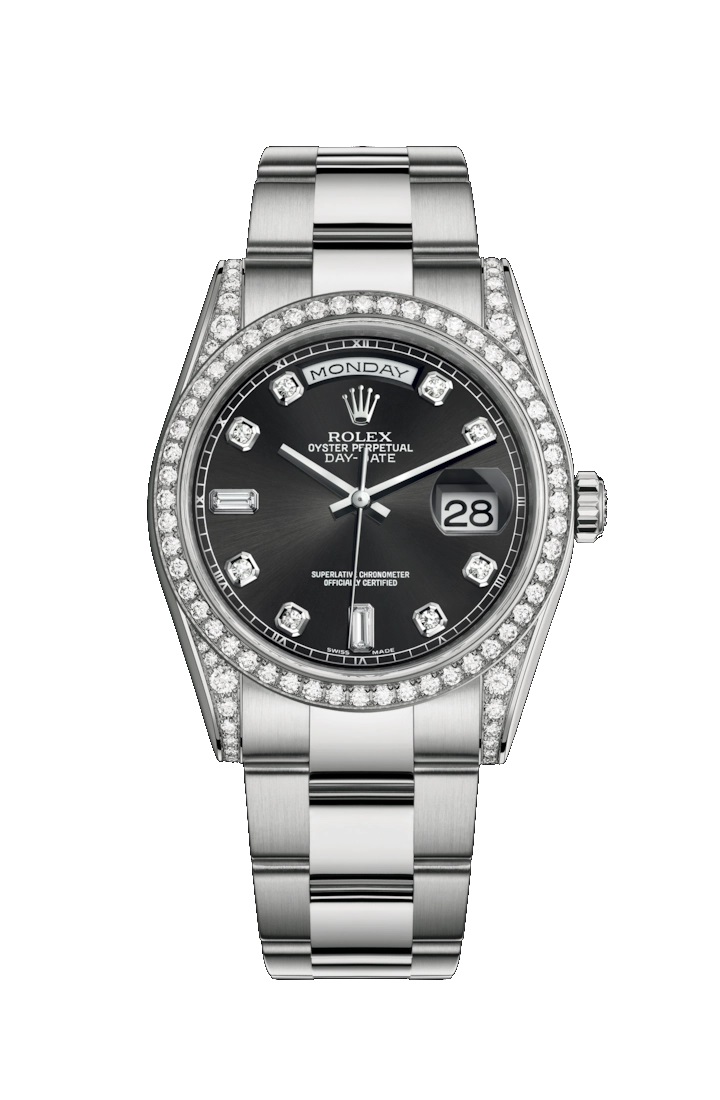Day-Date 36 118389 White Gold & Diamonds Watch (Black Set with Diamonds)