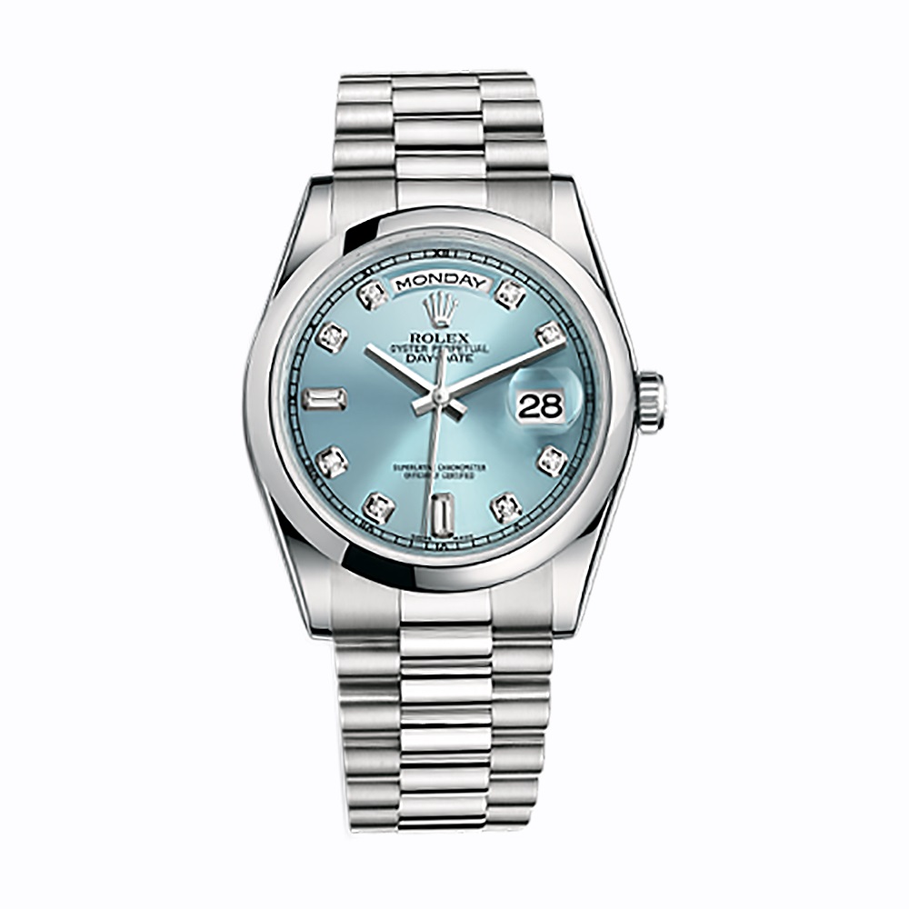 Day-Date 36 118206 Platinum Watch (Ice Blue Set with Diamonds)